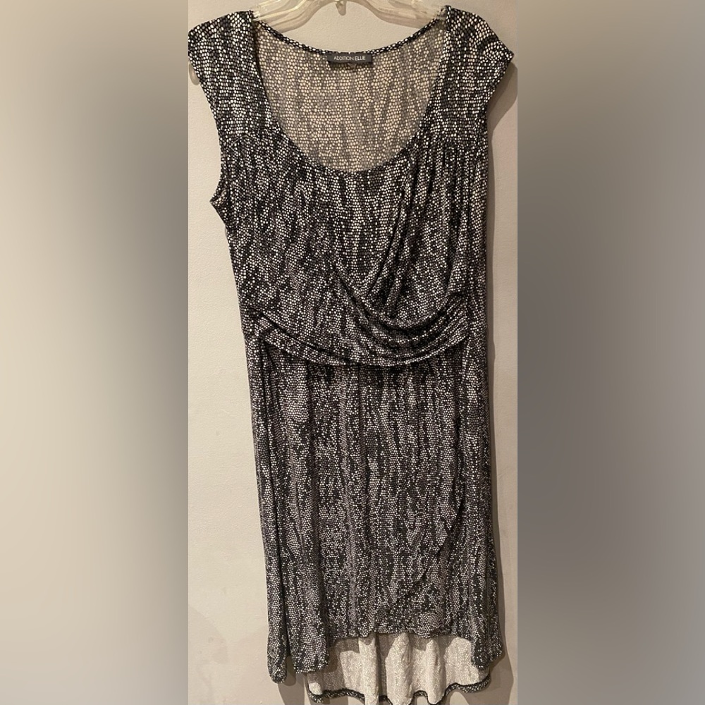 Addition Elle Cap sleeve mosaic dots dress 2X stretch cross-cross